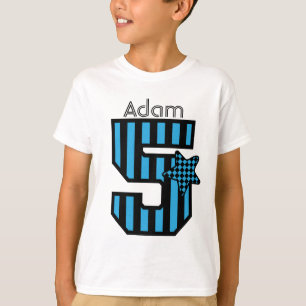 T-shirt 5o Nome feito sob encomenda V01H das LISTRAS AZUIS