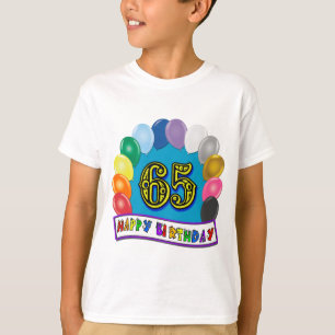 T-shirt 65th aniversário feliz com balões