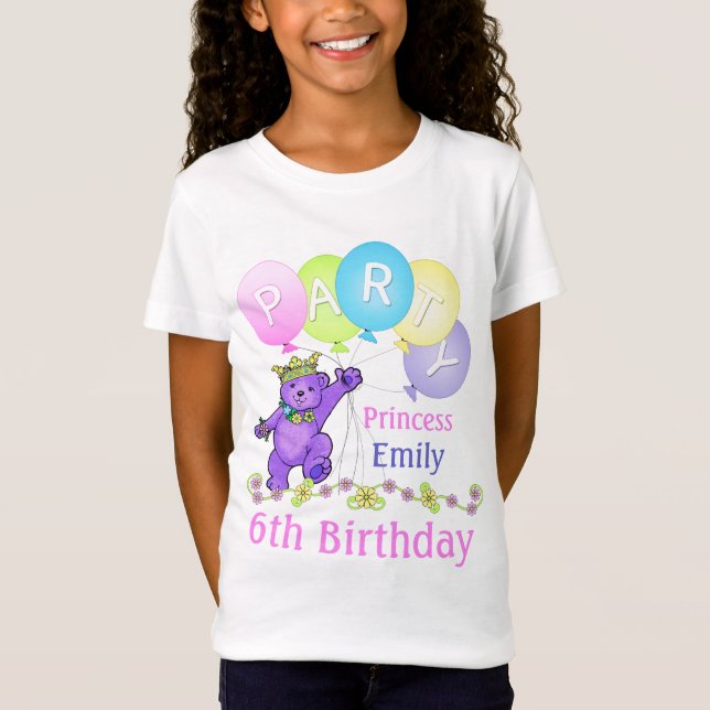 T-shirt 6o Princesa do aniversário, nome feito sob (Frente)