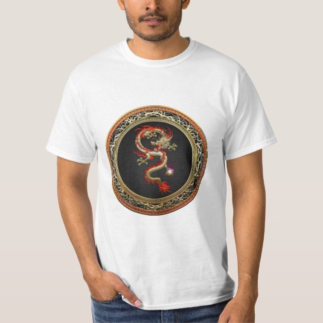 T-shirt [700] Dragão chinês Ouro Fucanglong (Frente)