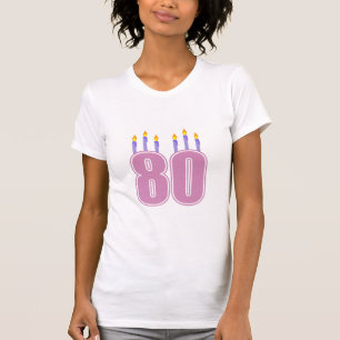T-shirt 80 velas do aniversário (rosa/roxo)