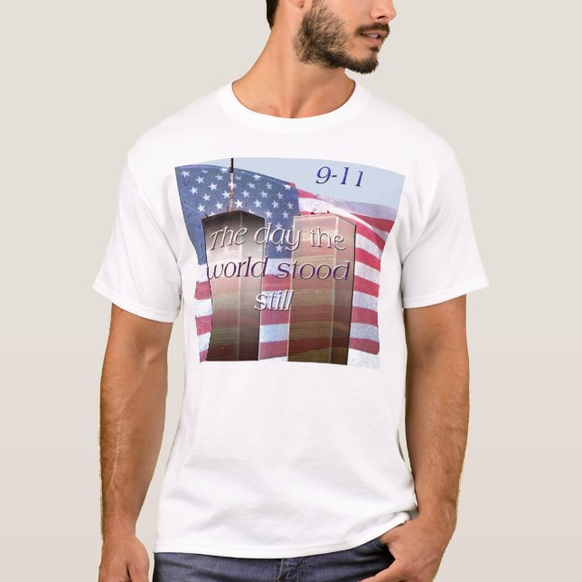 T-shirt 9-11 o dia o mundo estêve o shi imóvel do (Frente)
