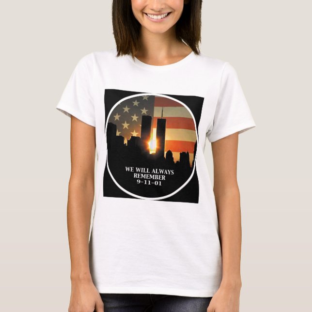 T-shirt 9-11 recorde - nós nunca esqueceremos (Frente)
