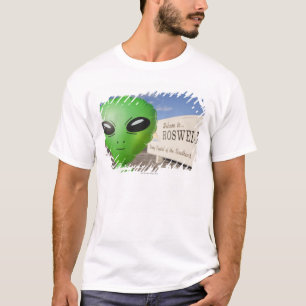 T-shirt A alienígena inflável com boa vinda a Roswell