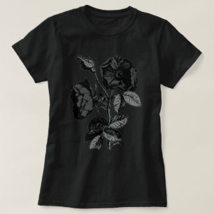 T-shirt A antiguidade preta gótico aumentou