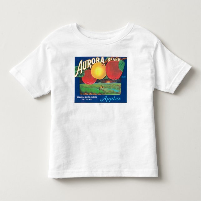 T-shirt A Aurora Apple etiqueta (azul) - Dayton, WA (Frente)