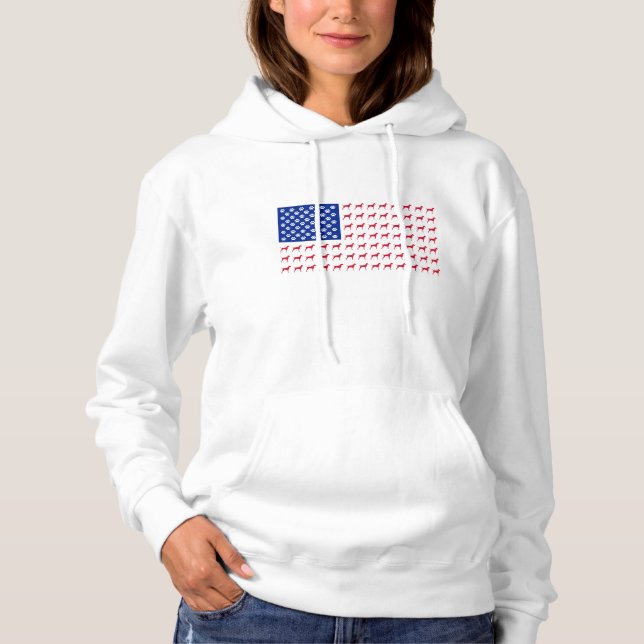 T-shirt A bandeira americana Hoodie, de Vizsla, de mulhere (Frente)