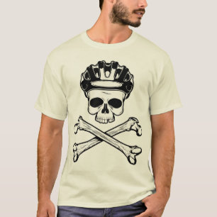 T-shirt A bicicleta ou morre - bicicleta e Crossbones