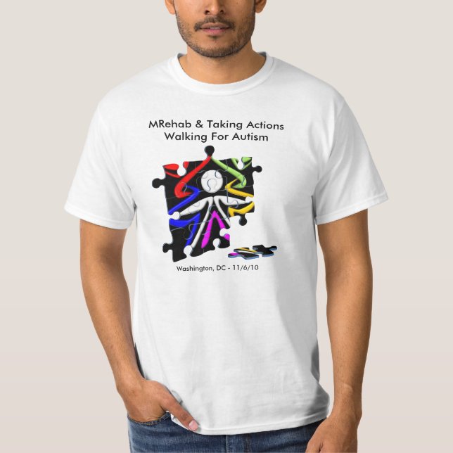 T-shirt A caminhada agora para o autismo fala (Frente)