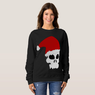 T-shirt a camisola das mulheres do Natal do crânio do