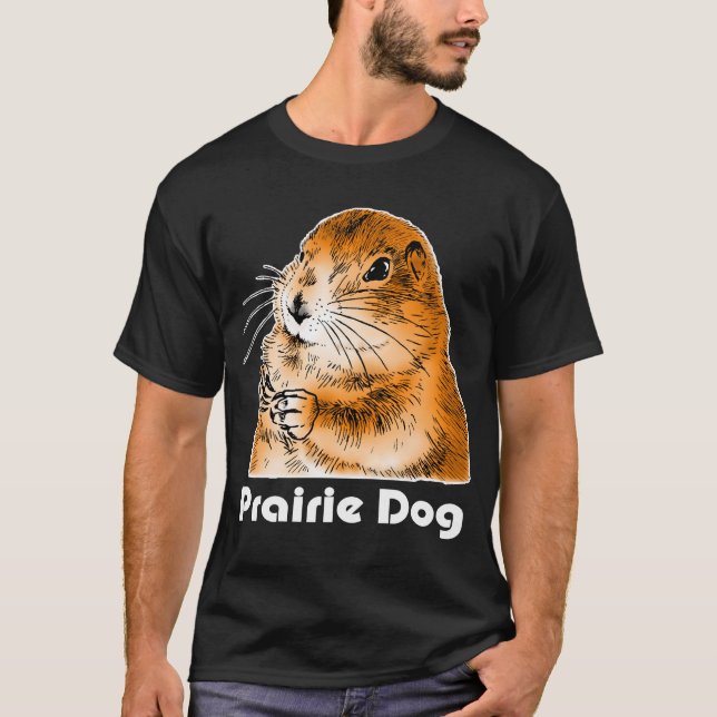 T-shirt a cara de cão de pradaria (2) (Frente)