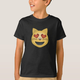 T-shirt A cara de sorriso do gato com o coração dado for