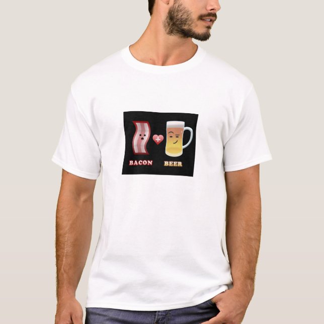 T-shirt A cerveja verifica para fora o bacon (o bkgd (Frente)
