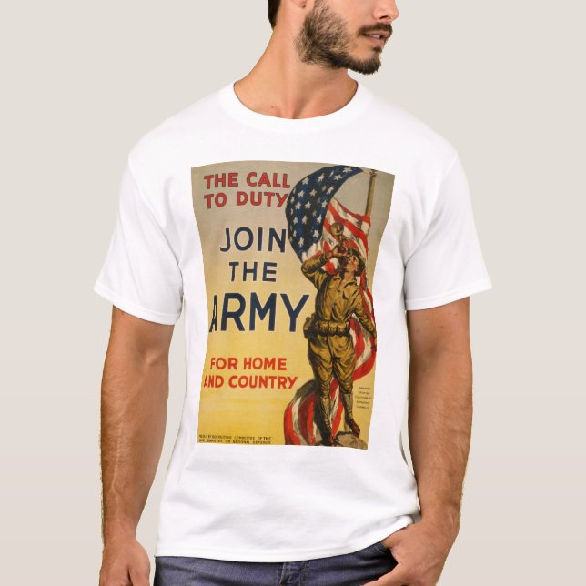 T-shirt A chamada ao dever - junte-se ao exército (Frente)