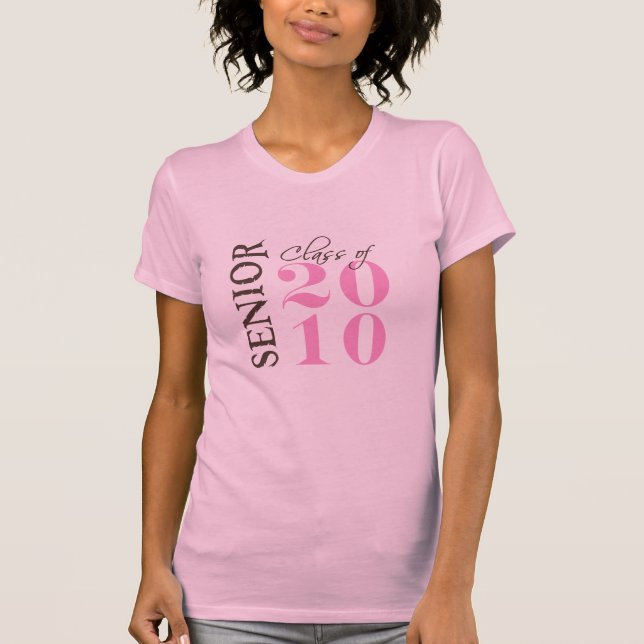 T-shirt A classe de 2010 meninas bronzeia o rosa (Frente)