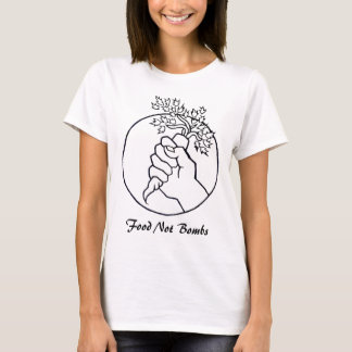 T-shirt a comida não bombardeia a camisola de alças