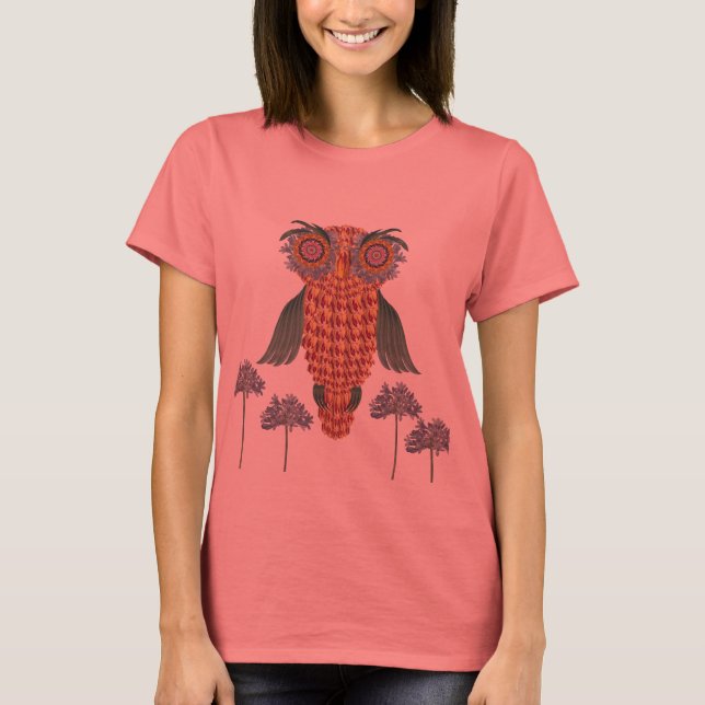 T-shirt A Coruja da sabedoria e das flores (Frente)