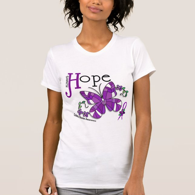 T-shirt A doença de Crohn da borboleta do vitral (Frente)