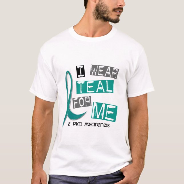 T-shirt A doença renal Polycystic PKD eu visto a cerceta (Frente)