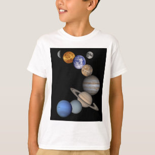 T-shirt A escala do sistema solar nossos planetas
