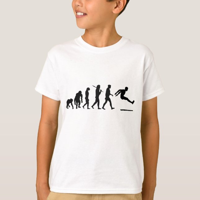 T-shirt A evolução de salto longa da ligação em ponte (Frente)