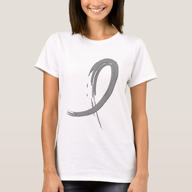 T-shirt A fita cinzenta A4 do tumor cerebral (Frente)