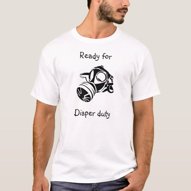 T-shirt a gás-máscara-imagem, apronta-se para o dever da (Frente)