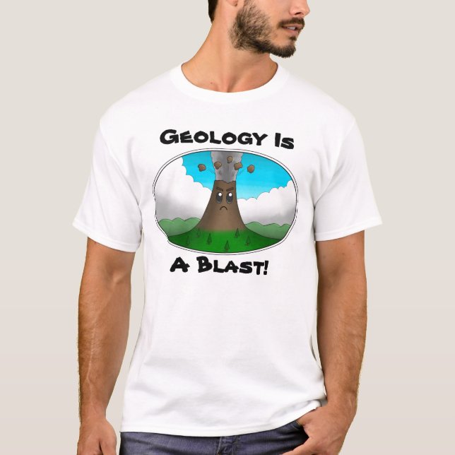 T-shirt A geologia é uma explosão! Vulcão Irritado (Frente)