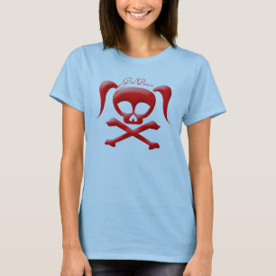 T-shirt A menina pirateia a parte superior dos espaguetes