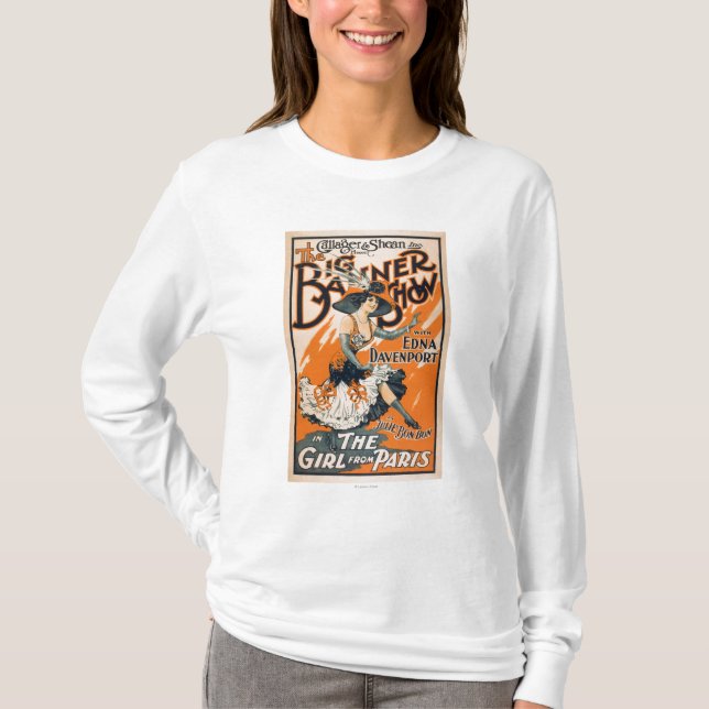 T-shirt A mostra grande da bandeira "a menina de Paris " (Frente)