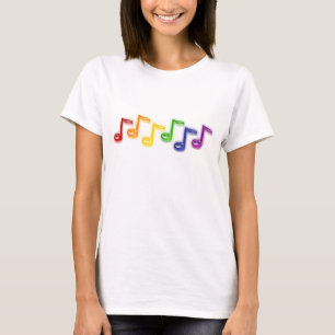 T-shirt A música do arco-íris nota mulheres