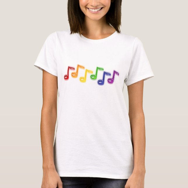 T-shirt A música do arco-íris nota mulheres (Frente)