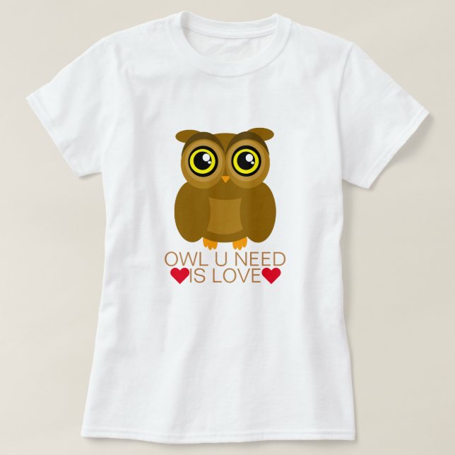 T-shirt A necessidade da coruja U é amor (Frente do Design)