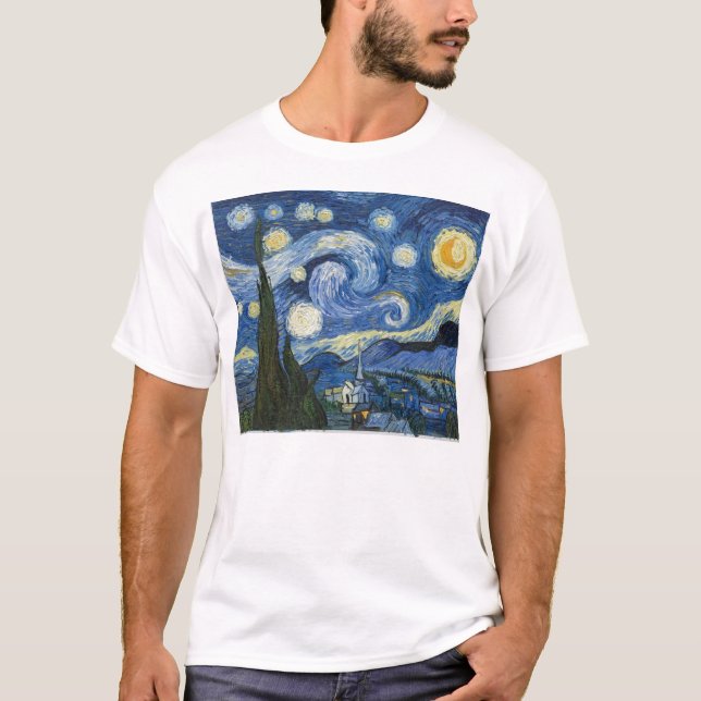 T-shirt A noite estrelado de Vincent van Gogh (Frente)