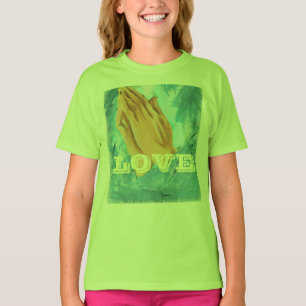 T-shirt A oração Pray o coração colorido da esperança da