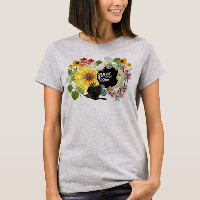 T-shirt A parte superior das mulheres do eclipse solar/o (Frente)