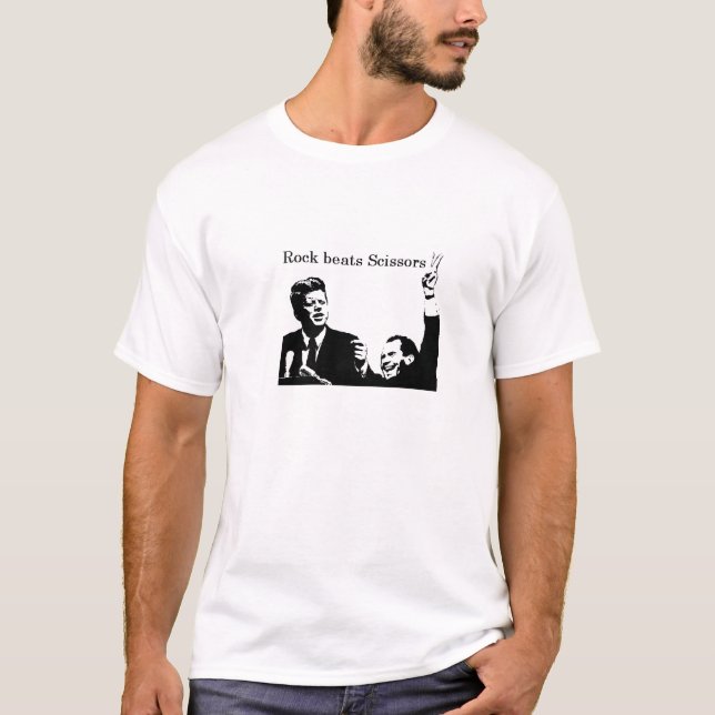 T-shirt A rocha bate as tesouras JFK/Nixon (Frente)