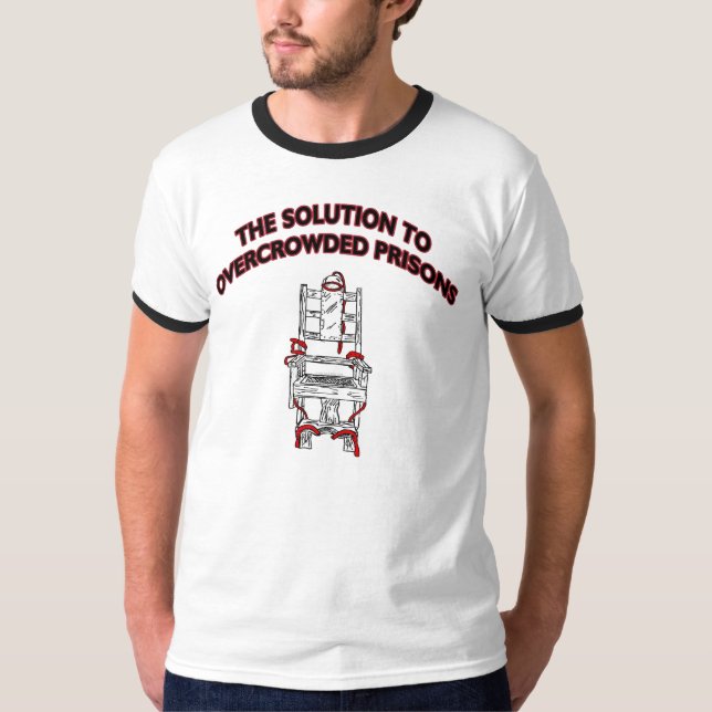 T-shirt A solução às prisões abarrotado (Frente)