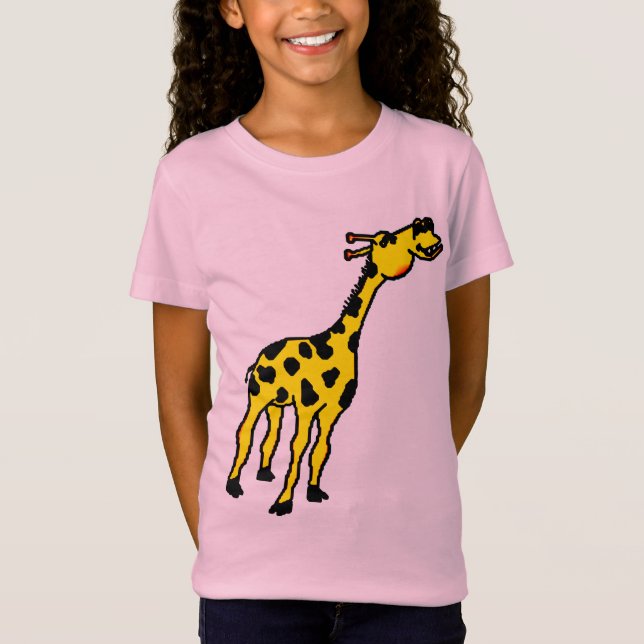 T-shirt a T-camisa cabida girafa da menina (Frente)