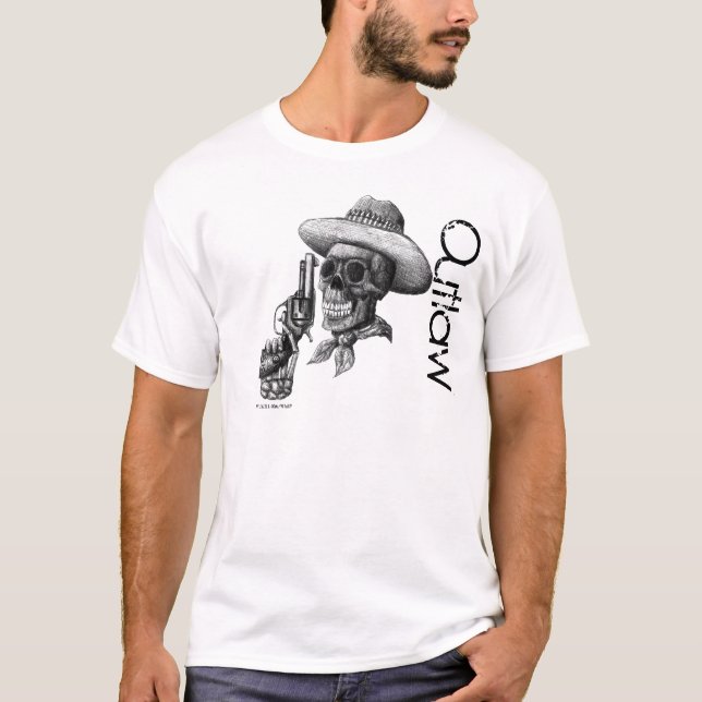 T-shirt A tinta foragido do crânio e da arma encerra o (Frente)