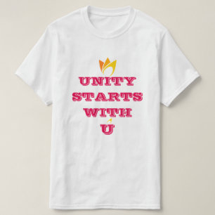 T-shirt A UNIDADE COMEÇA COM VOCÊ (fogo amarelo a laranja)