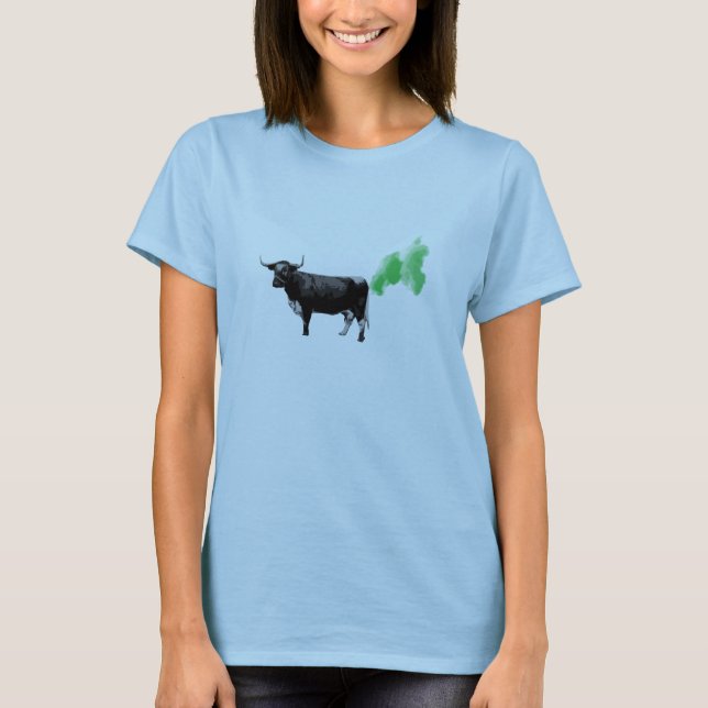 T-shirt A vaca da cura Farts, aquecimento global da cura (Frente)