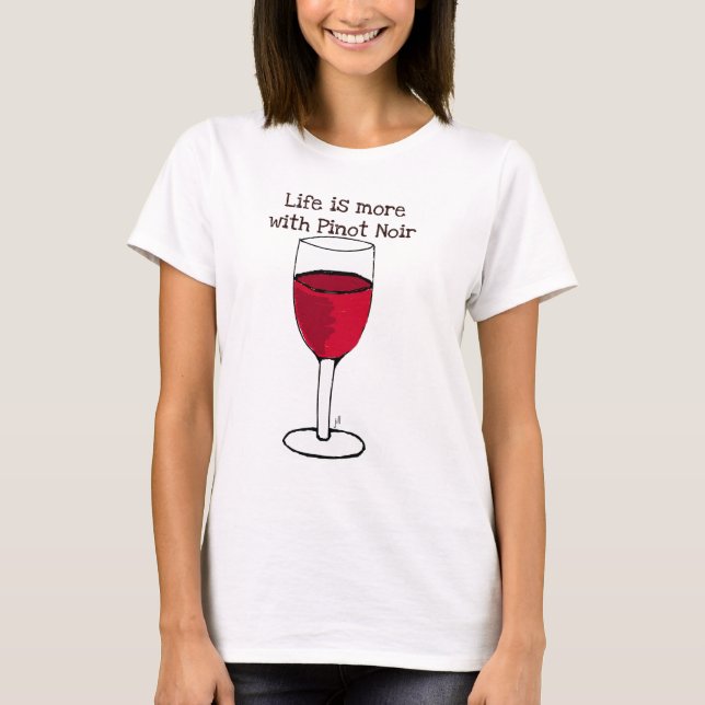 T-shirt A VIDA É MAIS COM impressão NOIR do vinho de (Frente)