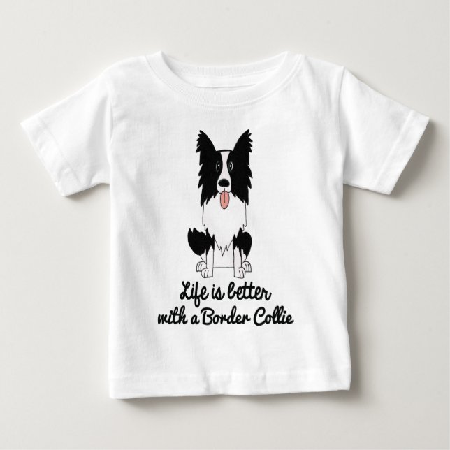 T-shirt A vida é melhor com border collie (Frente)
