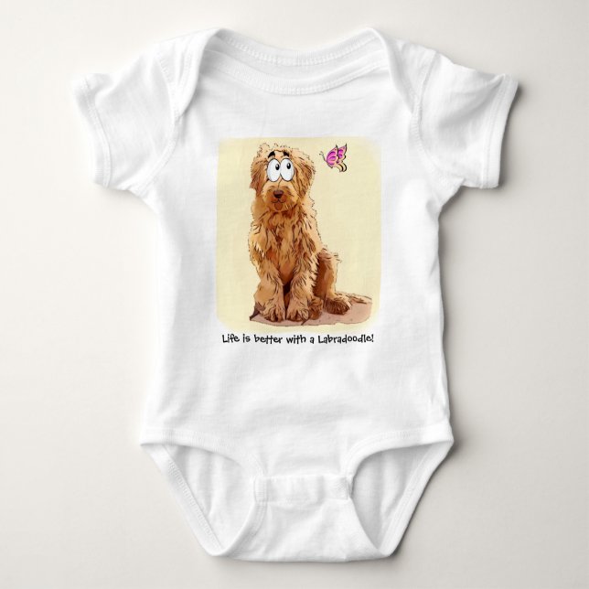 T-shirt A vida é melhor com um Labradoodle (Frente)