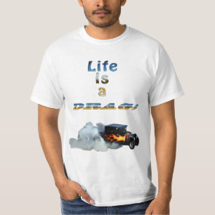 T-shirt A VIDA É UM ARRASTO! Carro e fumaça de corridas
