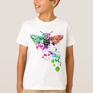 T-shirt Abelha bonita do arco-íris da aguarela