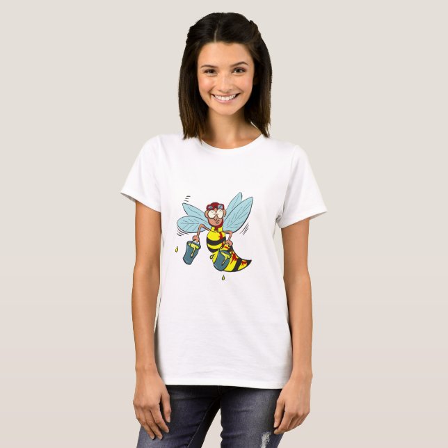 T-shirt Abelhas de vespas com dois baldes de mel (Frente Completa)