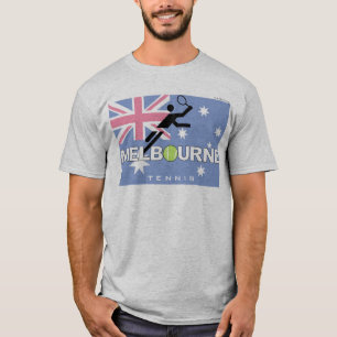 T-shirt aberto do vintage de Melbourne do tênis do