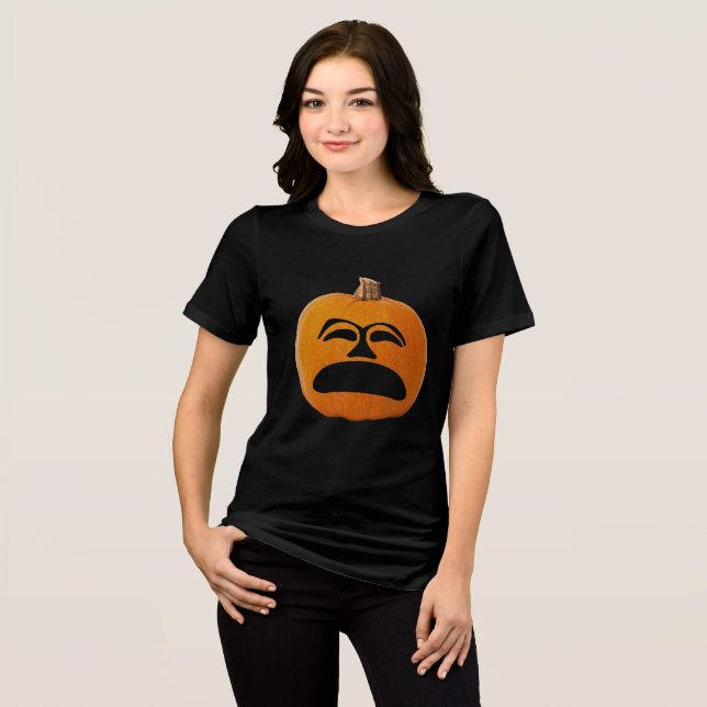 T-shirt Abóbora do Dia das Bruxas com Rosto Triste, Jack o (Frente Completa)